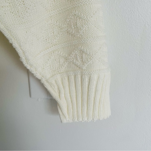 Vintage 70s 80s LAUREN KNITWEAR CORP Cream White Cable Knit Sweater - Picture 10 of 16